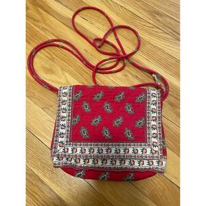 Vera Bradley Vintage Bag 90s Y2K Red Paisley Quilted Cotton Indiana Tag